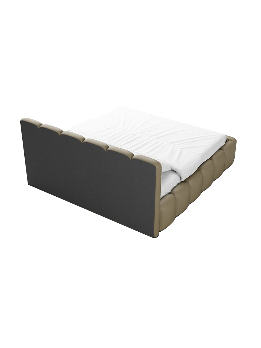 
Design Polsterbett „VLunelleria“ mit Ablagefach, Kunstleder Beige dunkel - 140 x 200 cm