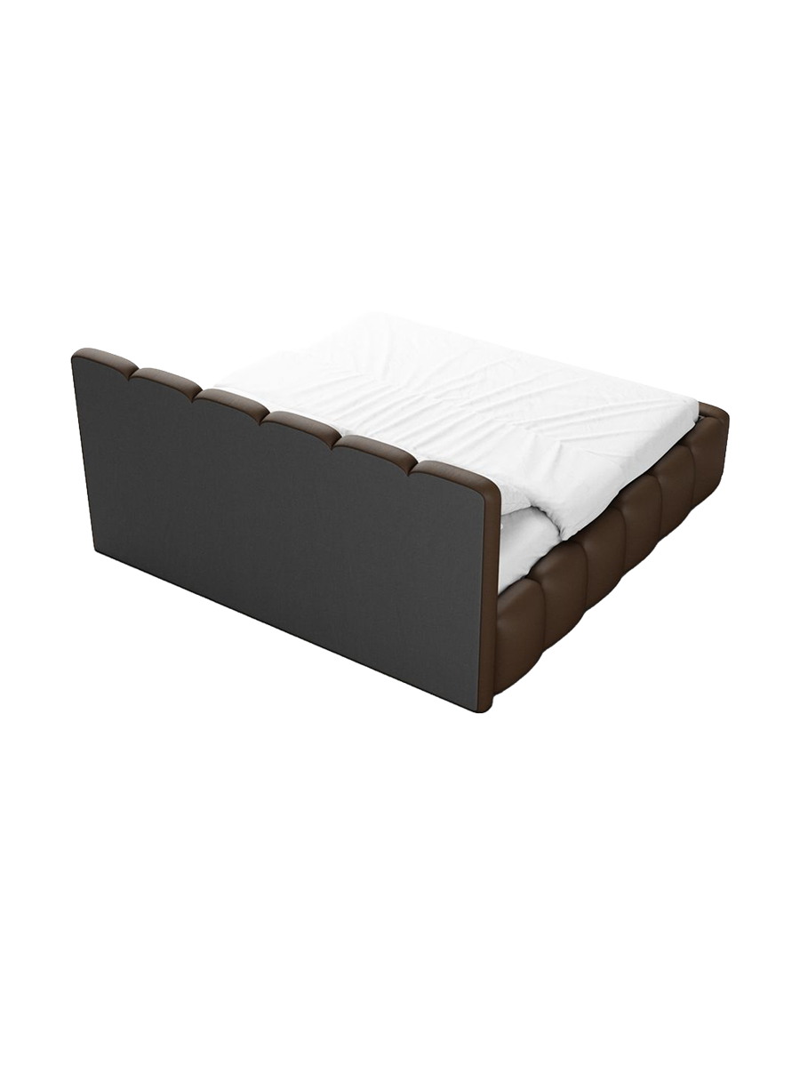 
Design Polsterbett „VLunelleria“ mit Ablagefach, Kunstleder Dunkelbraun - 140 x 200 cm
