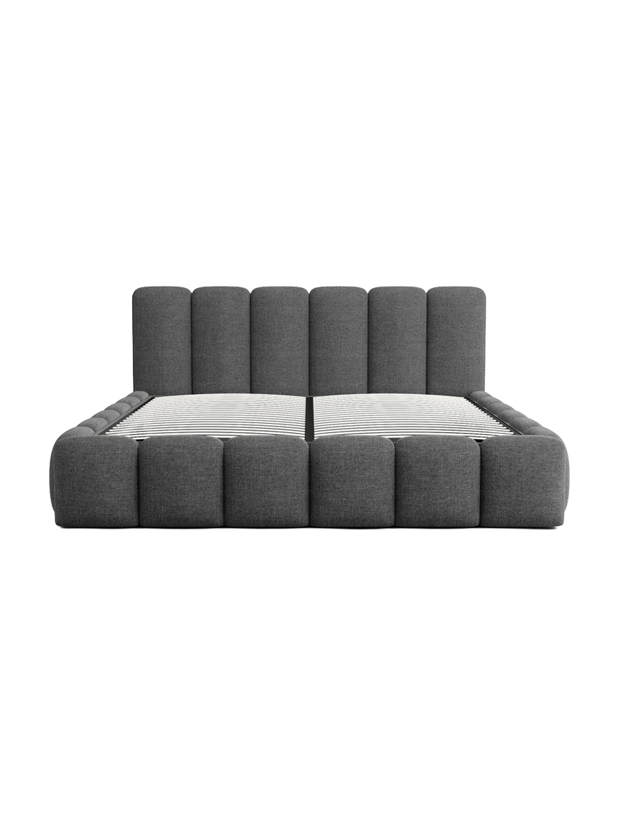 
Design Polsterbett „VLunelleria“ mit Ablagefach, Webstoff Anthrazit - 140 x 200 cm