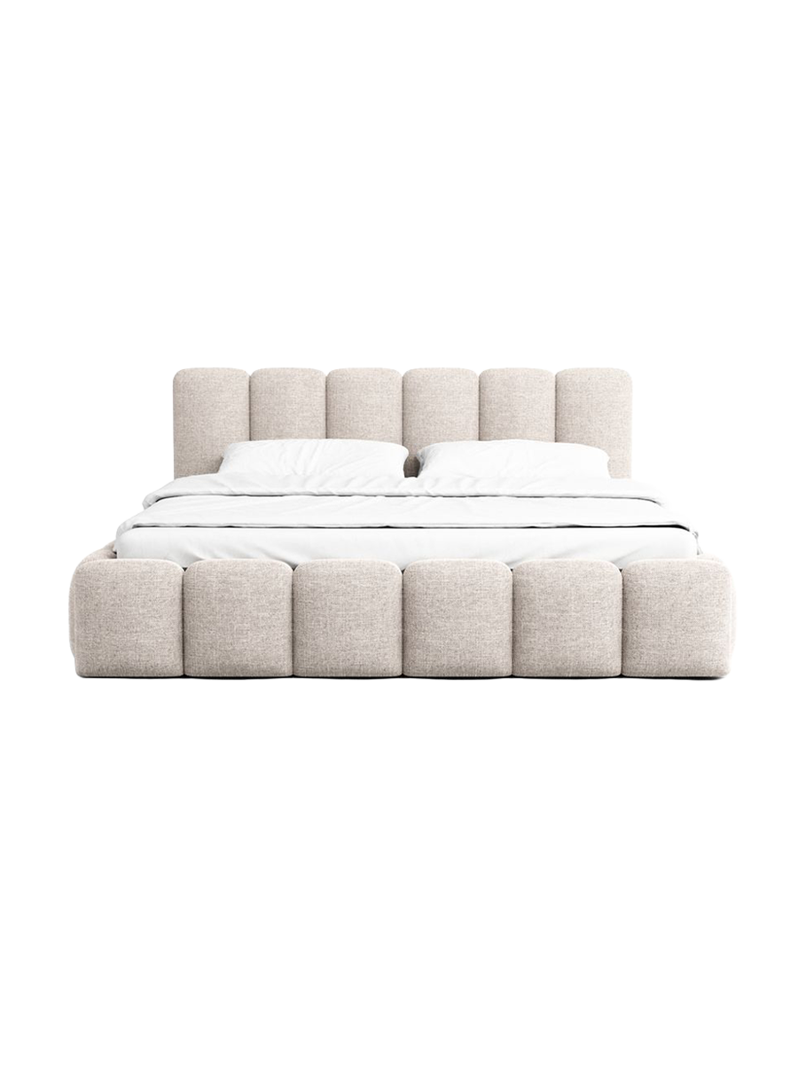 
Design Polsterbett „VLunelleria“ mit Ablagefach, Webstoff Beige - 140 x 200 cm