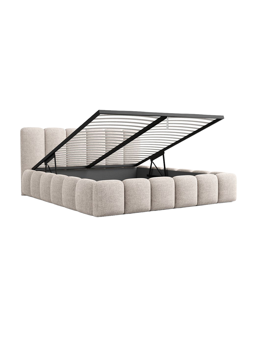 
Design Polsterbett „VLunelleria“ mit Ablagefach, Webstoff Beige - 140 x 200 cm