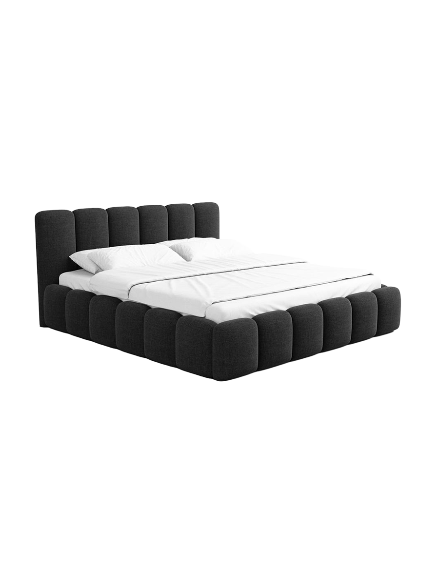 
Design Polsterbett „VLunelleria“ mit Ablagefach, Webstoff Schwarz - 140 x 200 cm