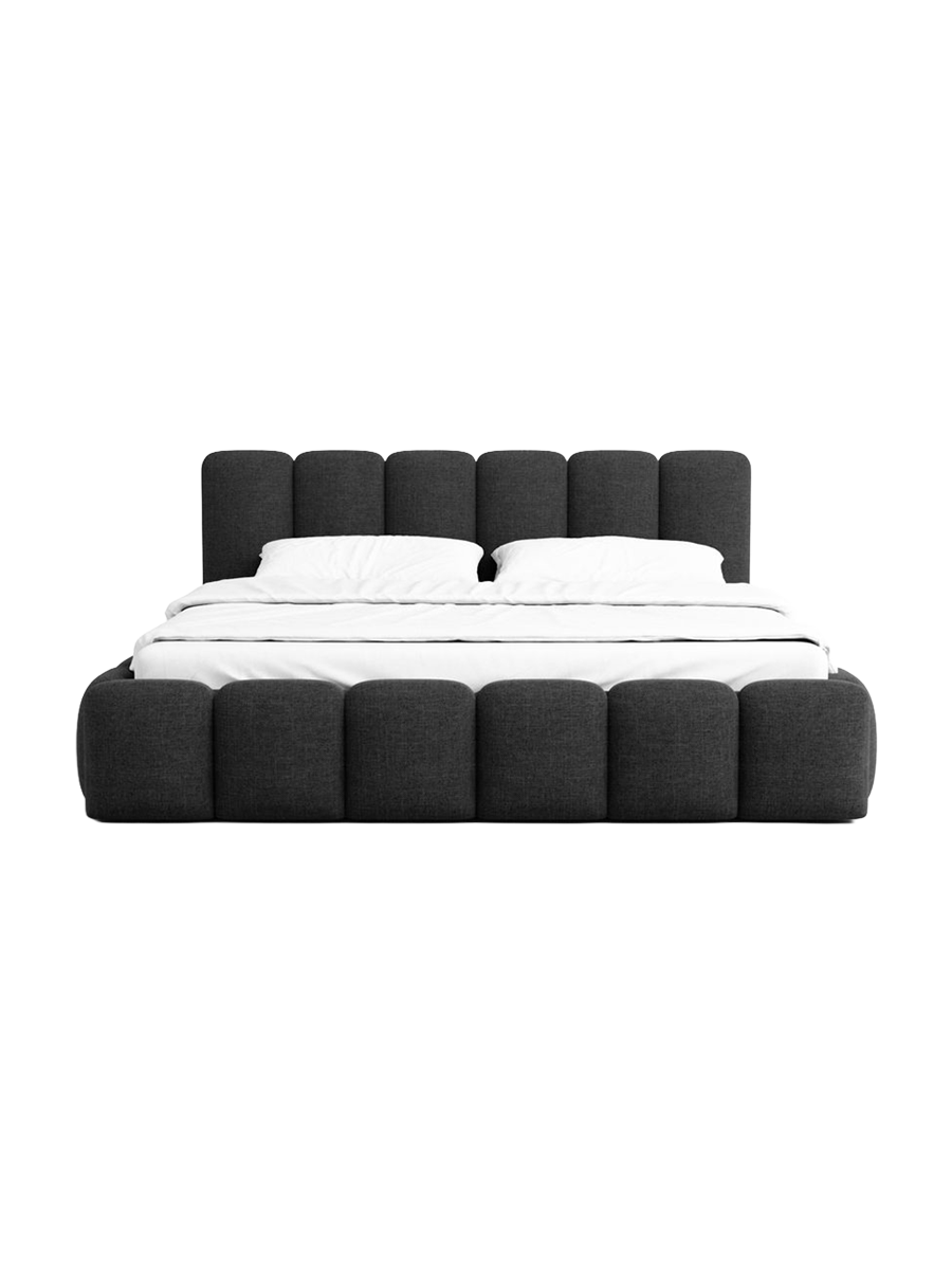 
Design Polsterbett „VLunelleria“ mit Ablagefach, Webstoff Schwarz - 140 x 200 cm