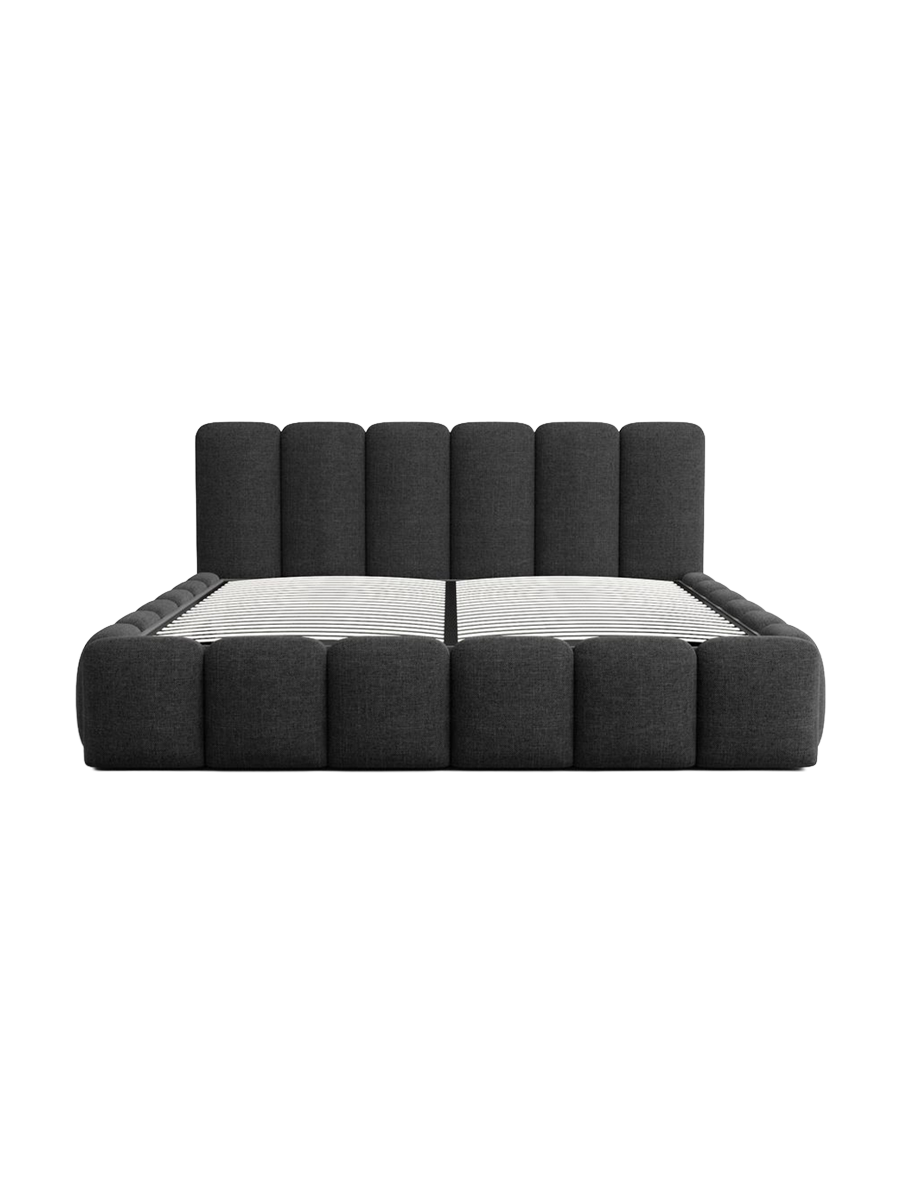 
Design Polsterbett „VLunelleria“ mit Ablagefach, Webstoff Schwarz - 140 x 200 cm