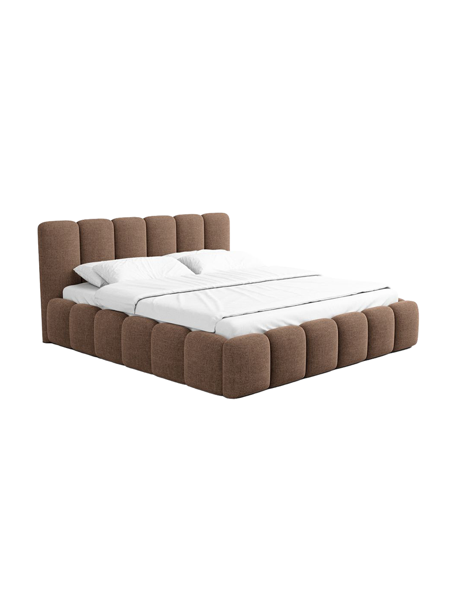 
Design Polsterbett „VLunelleria“ mit Ablagefach, Webstoff Braun - 140 x 200 cm
