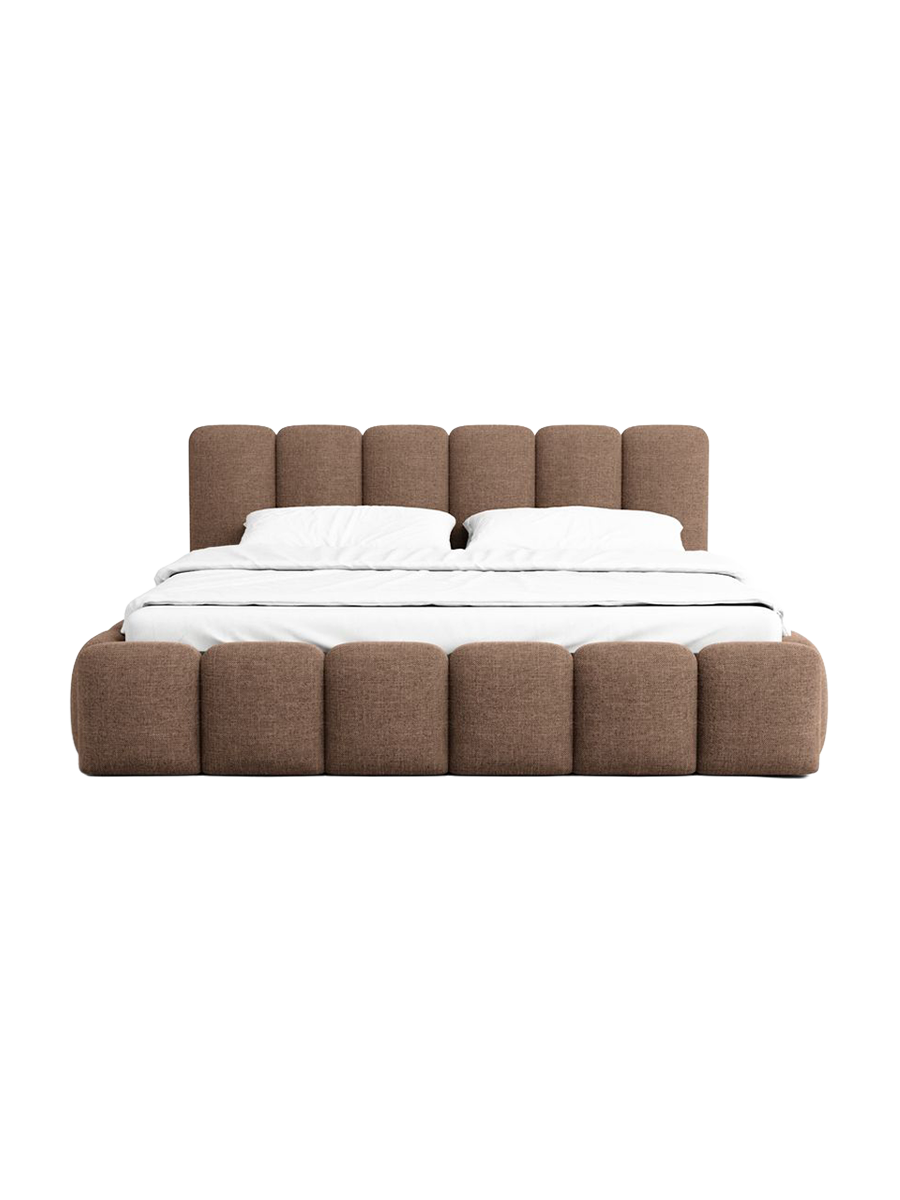 
Design Polsterbett „VLunelleria“ mit Ablagefach, Webstoff Braun - 140 x 200 cm