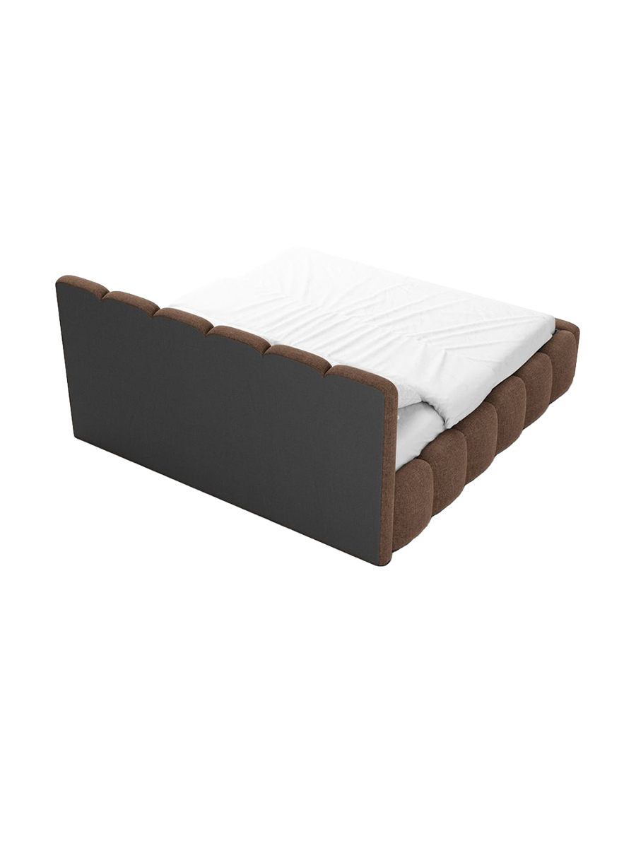 
Design Polsterbett „VLunelleria“ mit Ablagefach, Webstoff Braun - 140 x 200 cm