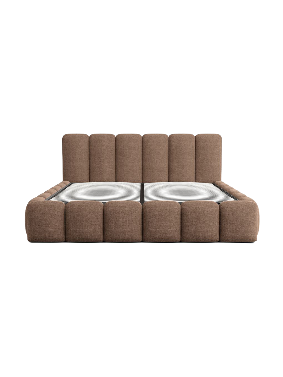 
Design Polsterbett „VLunelleria“ mit Ablagefach, Webstoff Braun - 140 x 200 cm
