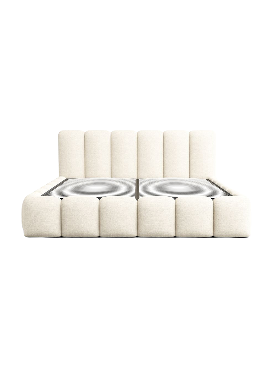 
Design Polsterbett „VLunelleria“ mit Ablagefach, Webstoff Cream - 140 x 200 cm