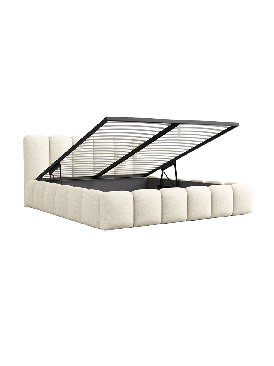 
Design Polsterbett „VLunelleria“ mit Ablagefach, Webstoff Cream - 140 x 200 cm