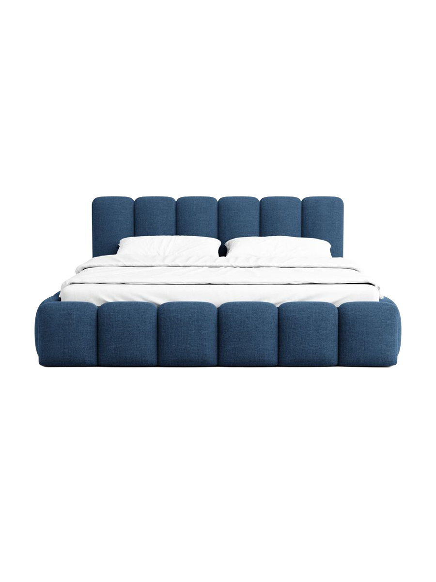
Design Polsterbett „VLunelleria“ mit Ablagefach, Webstoff Dunkelblau - 140 x 200 cm