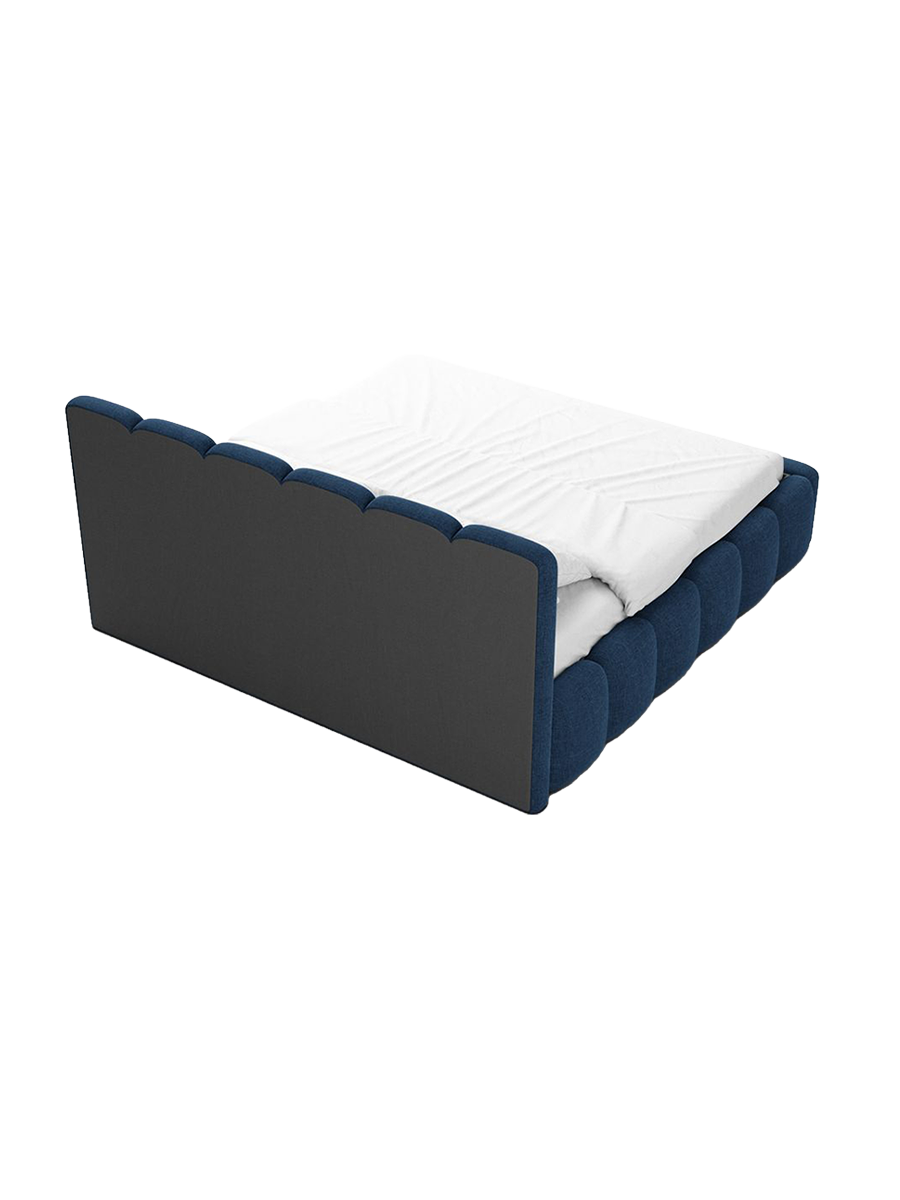 
Design Polsterbett „VLunelleria“ mit Ablagefach, Webstoff Dunkelblau - 140 x 200 cm