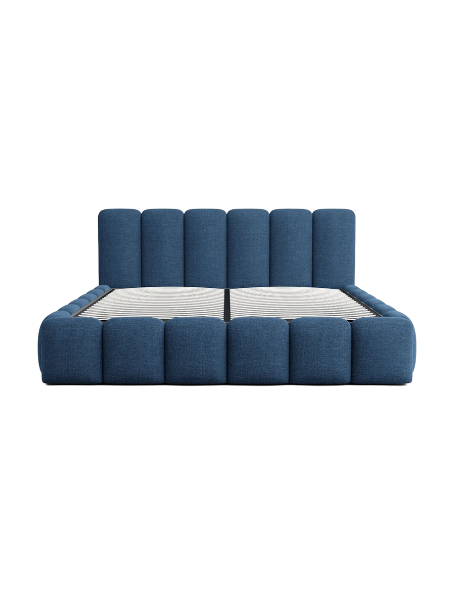 
Design Polsterbett „VLunelleria“ mit Ablagefach, Webstoff Dunkelblau - 140 x 200 cm