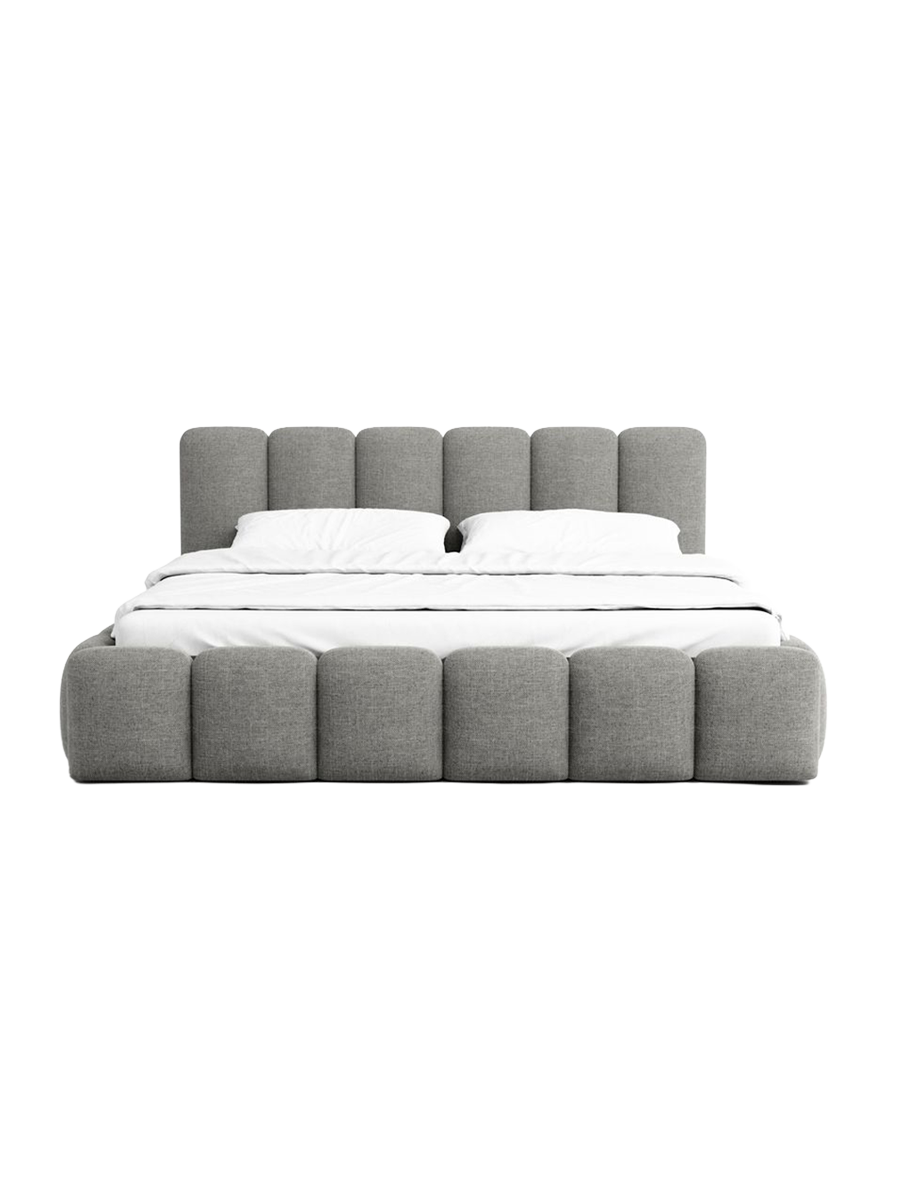 
Design Polsterbett „VLunelleria“ mit Ablagefach, Webstoff Grau - 140 x 200 cm
