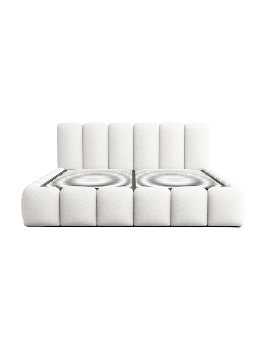 
Design Polsterbett „VLunelleria“ mit Ablagefach, Webstoff Weiss - 140 x 200 cm