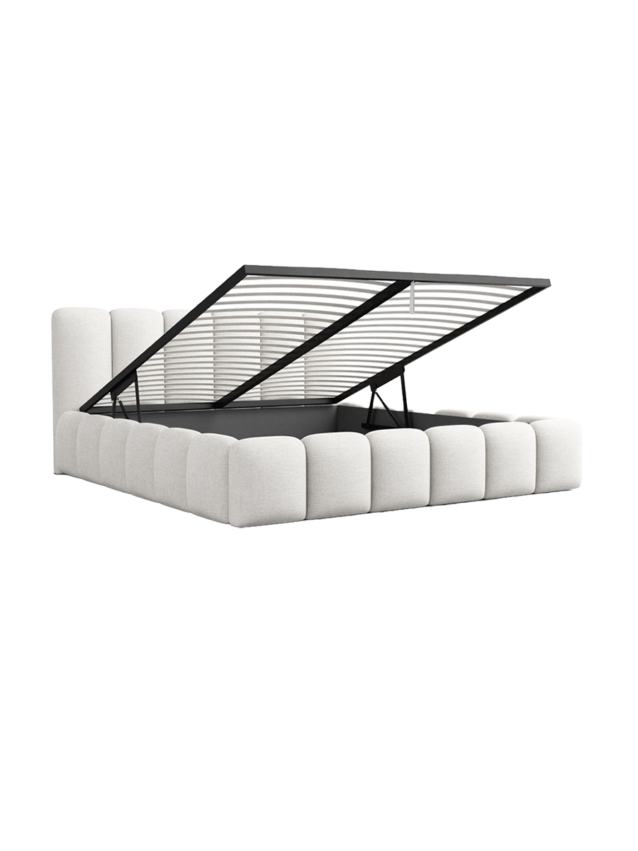 
Design Polsterbett „VLunelleria“ mit Ablagefach, Webstoff Weiss - 140 x 200 cm