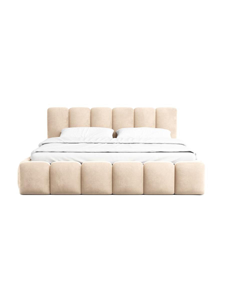 
Design Polsterbett „VLunelleria“ mit Ablagefach, Samt Beige - 140 x 200 cm
