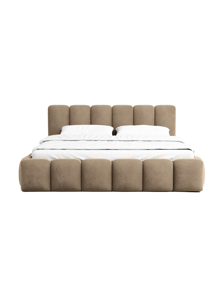 
Design Polsterbett „VLunelleria“ mit Ablagefach, Samt Braun - 140 x 200 cm