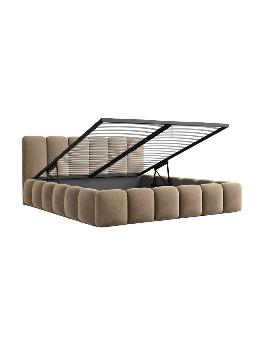 
Design Polsterbett „VLunelleria“ mit Ablagefach, Samt Braun - 140 x 200 cm