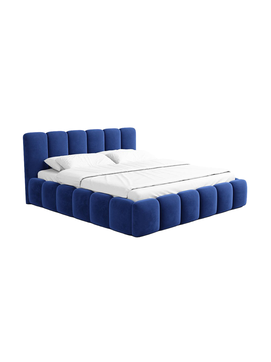 
Design Polsterbett „VLunelleria“ mit Ablagefach, Samt Blau - 140 x 200 cm