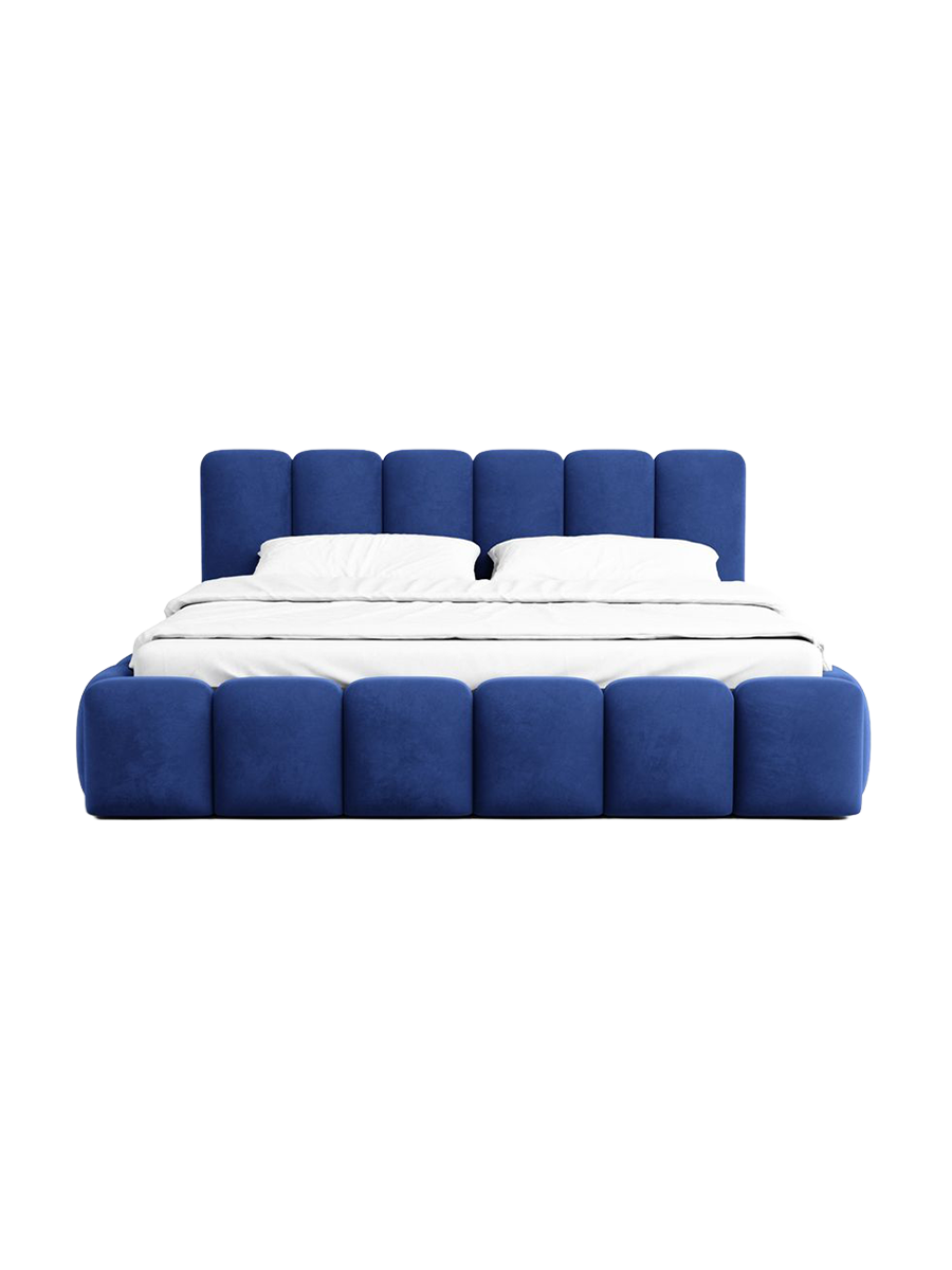 
Design Polsterbett „VLunelleria“ mit Ablagefach, Samt Blau - 140 x 200 cm