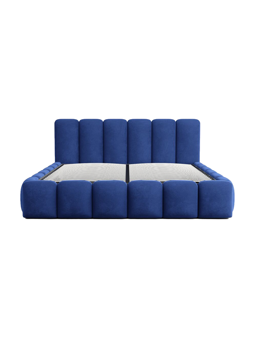 
Design Polsterbett „VLunelleria“ mit Ablagefach, Samt Blau - 140 x 200 cm