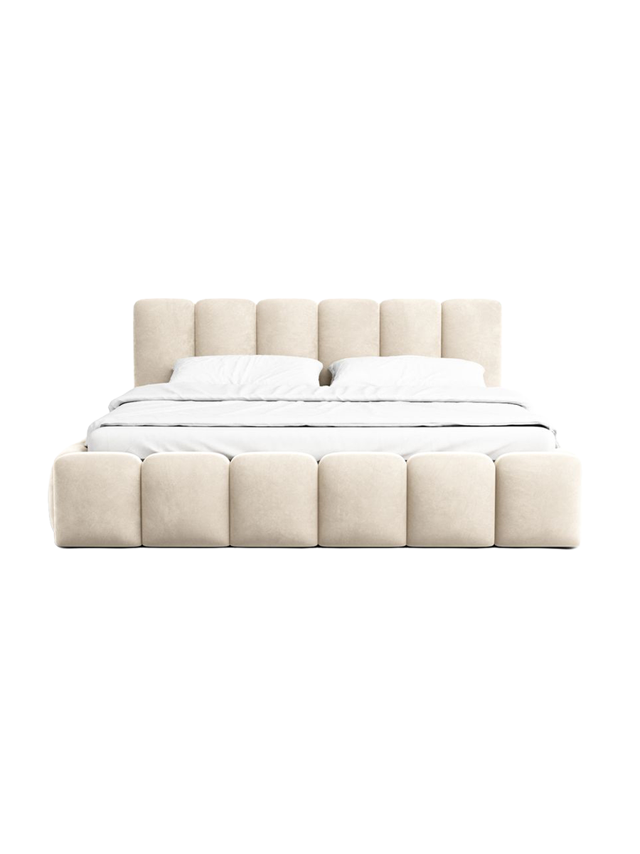
Design Polsterbett „VLunelleria“ mit Ablagefach, Samt Cream - 140 x 200 cm