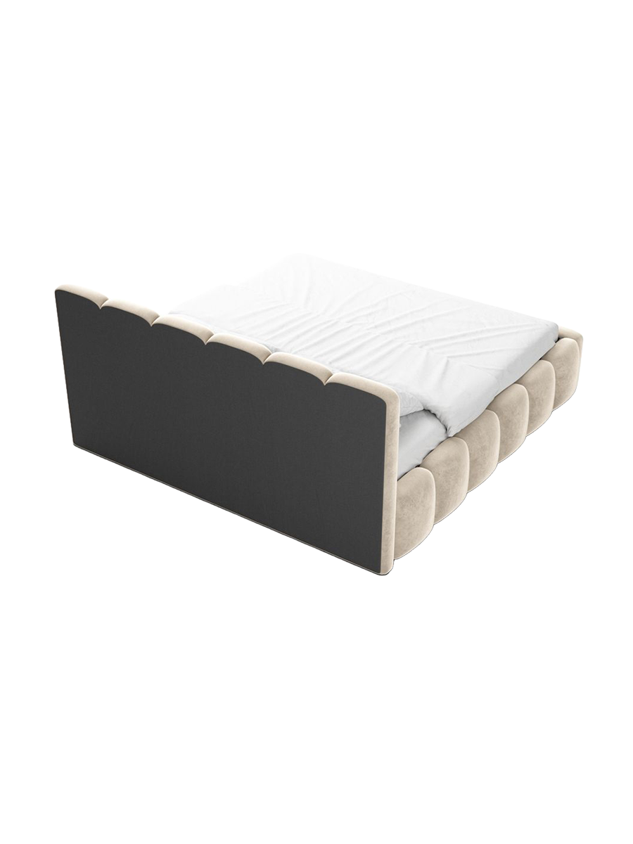 
Design Polsterbett „VLunelleria“ mit Ablagefach, Samt Cream - 140 x 200 cm