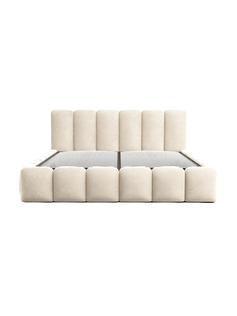
Design Polsterbett „VLunelleria“ mit Ablagefach, Samt Cream - 140 x 200 cm