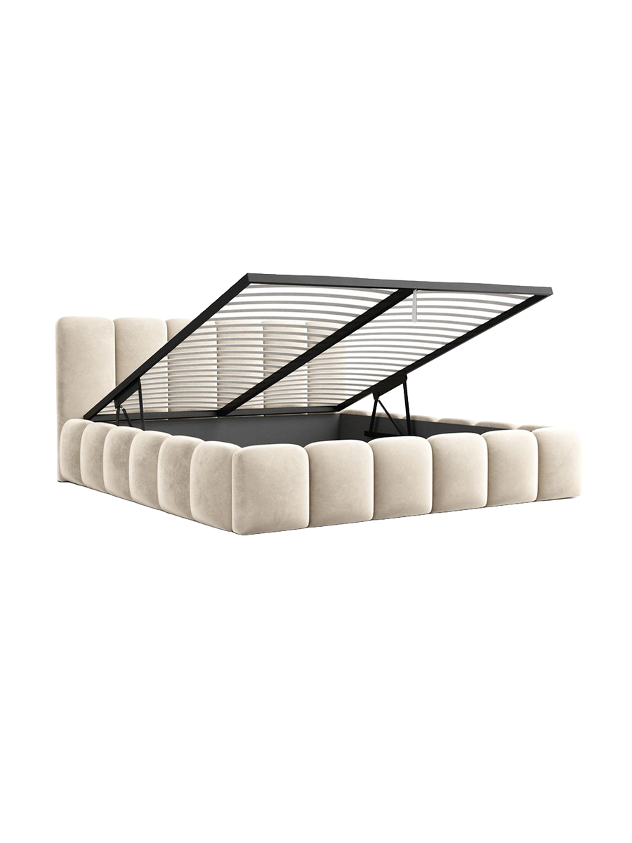
Design Polsterbett „VLunelleria“ mit Ablagefach, Samt Cream - 140 x 200 cm