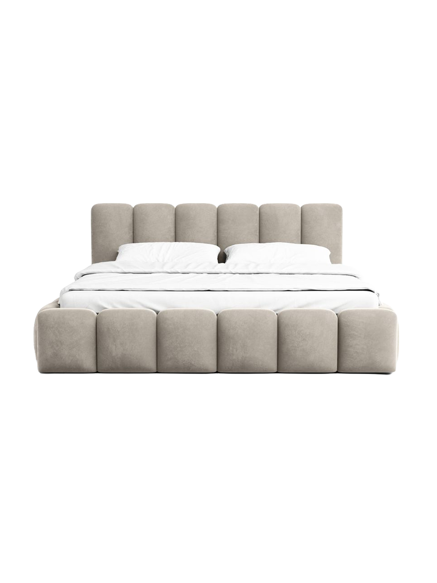 
Design Polsterbett „VLunelleria“ mit Ablagefach, Samt Beige dunkel - 140 x 200 cm