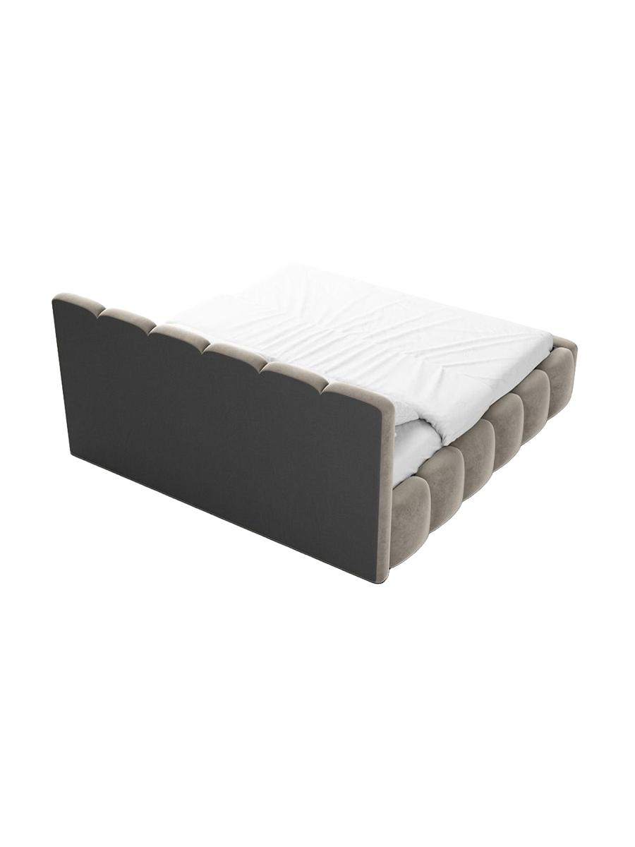 
Design Polsterbett „VLunelleria“ mit Ablagefach, Samt Beige dunkel - 140 x 200 cm