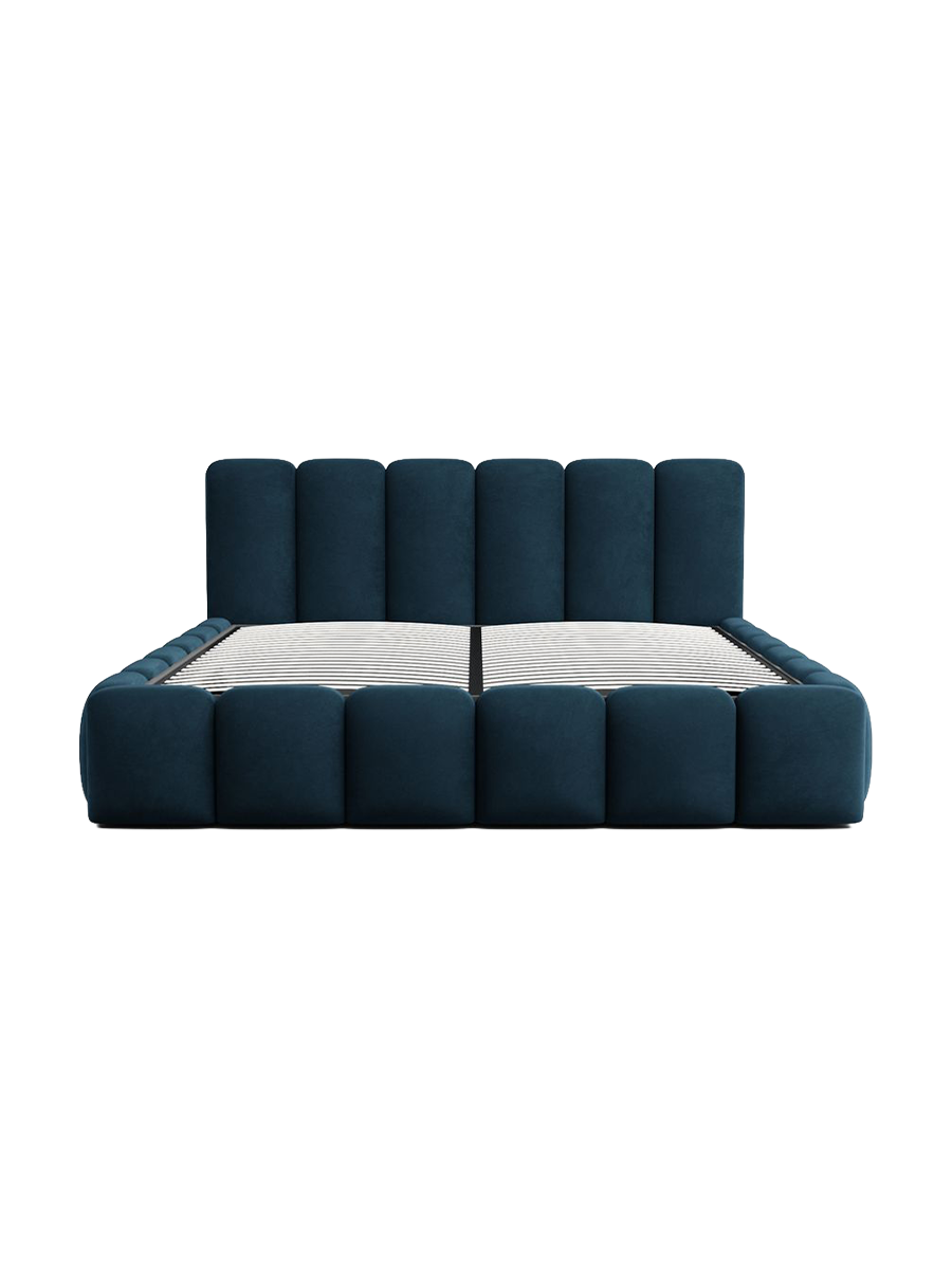 
Design Polsterbett „VLunelleria“ mit Ablagefach, Samt Dunkelblau - 140 x 200 cm