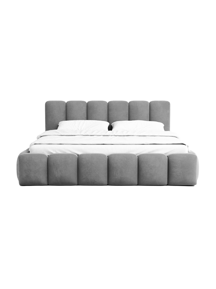 
Design Polsterbett „VLunelleria“ mit Ablagefach, Samt Grau - 140 x 200 cm