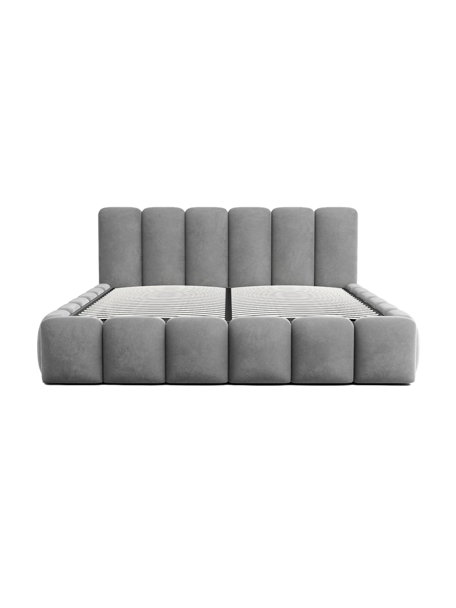 
Design Polsterbett „VLunelleria“ mit Ablagefach, Samt Grau - 140 x 200 cm