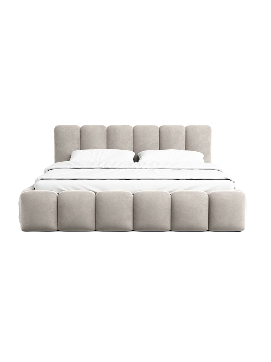 
Design Polsterbett „VLunelleria“ mit Ablagefach, Samt Sand - 140 x 200 cm