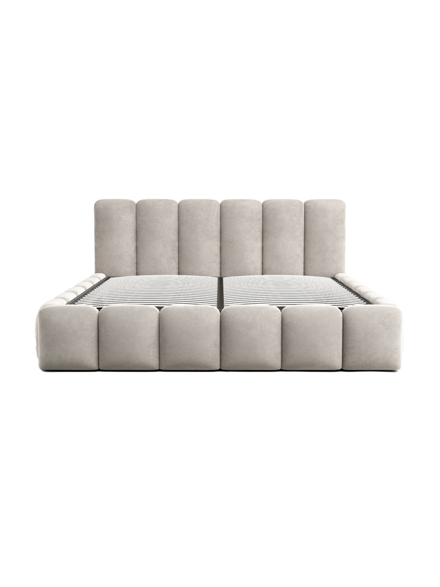 
Design Polsterbett „VLunelleria“ mit Ablagefach, Samt Sand - 140 x 200 cm