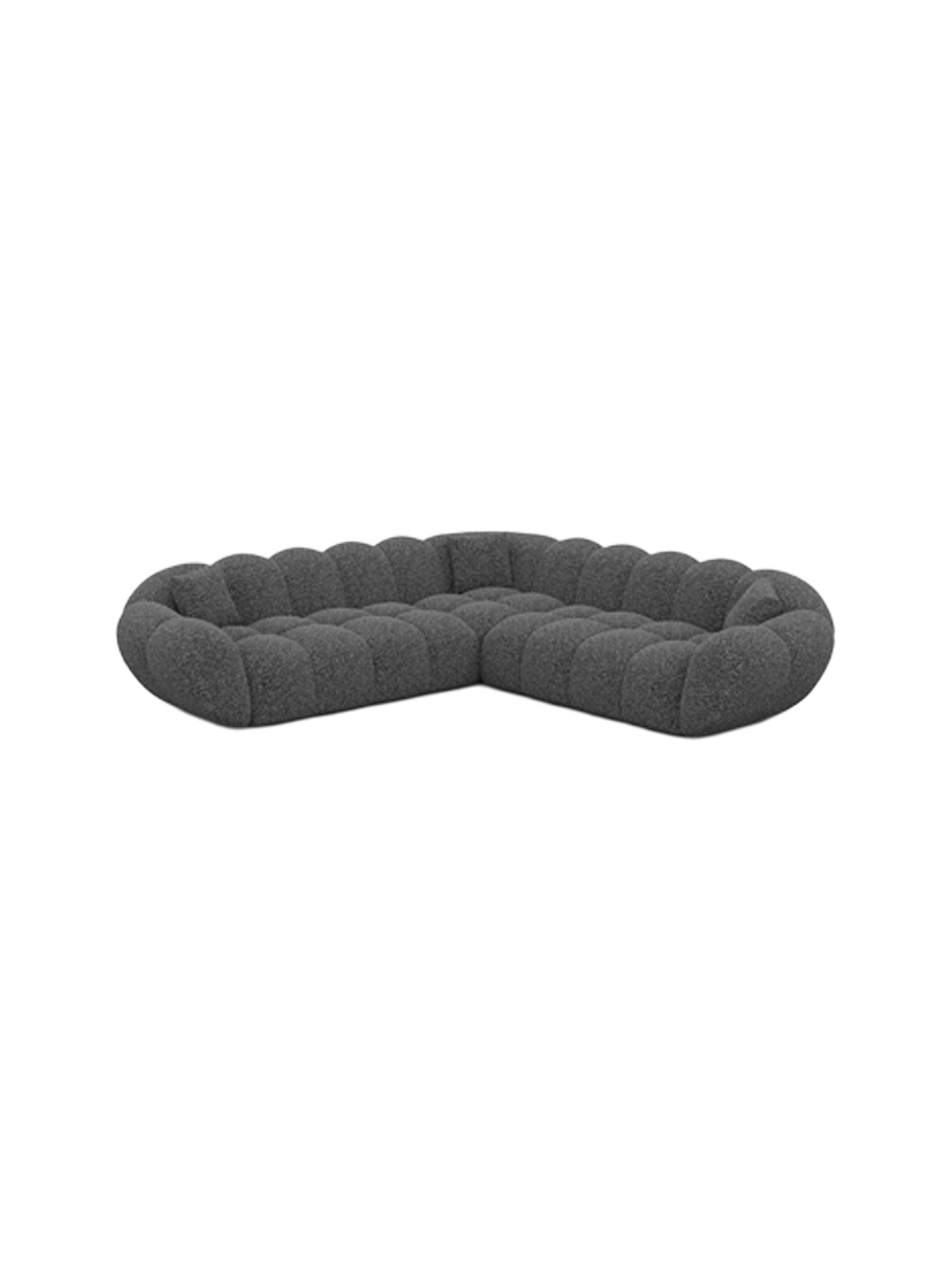 
5-Sitzer Design Ecksofa „Levante“ mit Bouclé-Bezug - Bouclé Graphit
