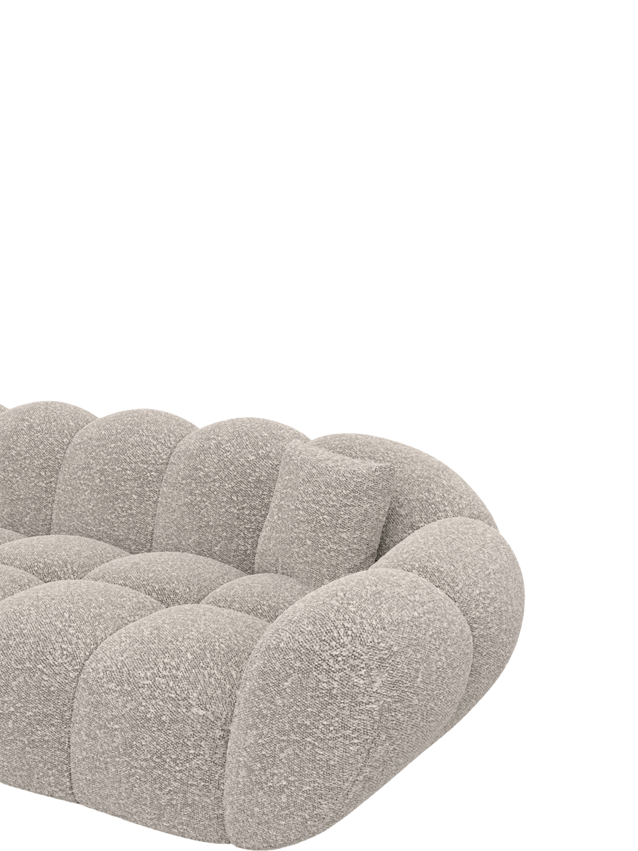 
Divano angolare di design a 5 posti «Levante» con rivestimento in bouclé - Bouclé Toffee