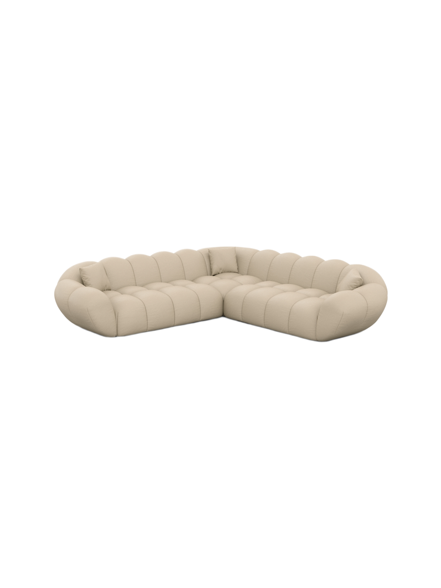
5-Sitzer Design Echtleder Ecksofa „Levante“ - Echtleder Beige