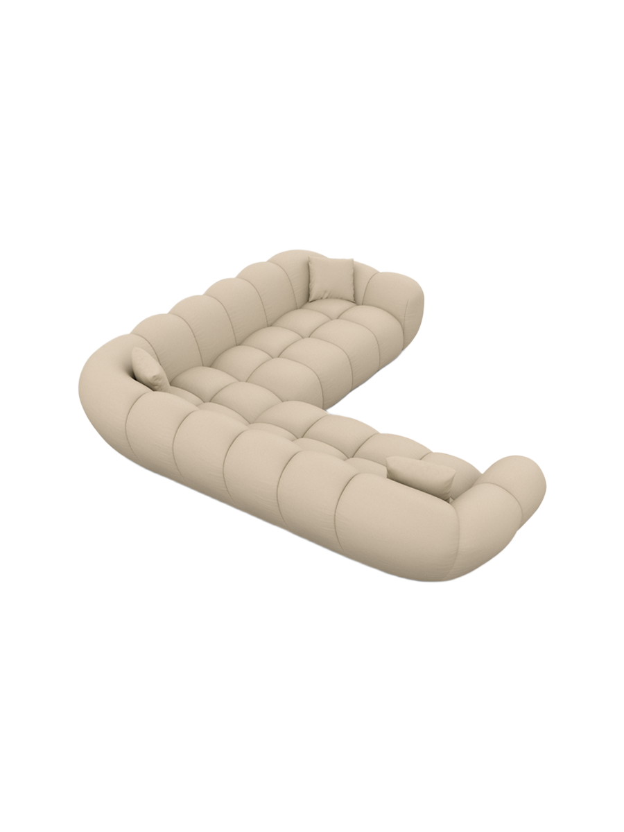 
5-Sitzer Design Echtleder Ecksofa „Levante“ - Echtleder Beige