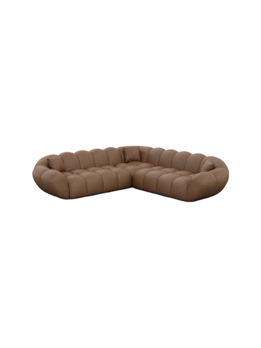 
5-Sitzer Design Echtleder Ecksofa „Levante“ - Echtleder Choco Brown