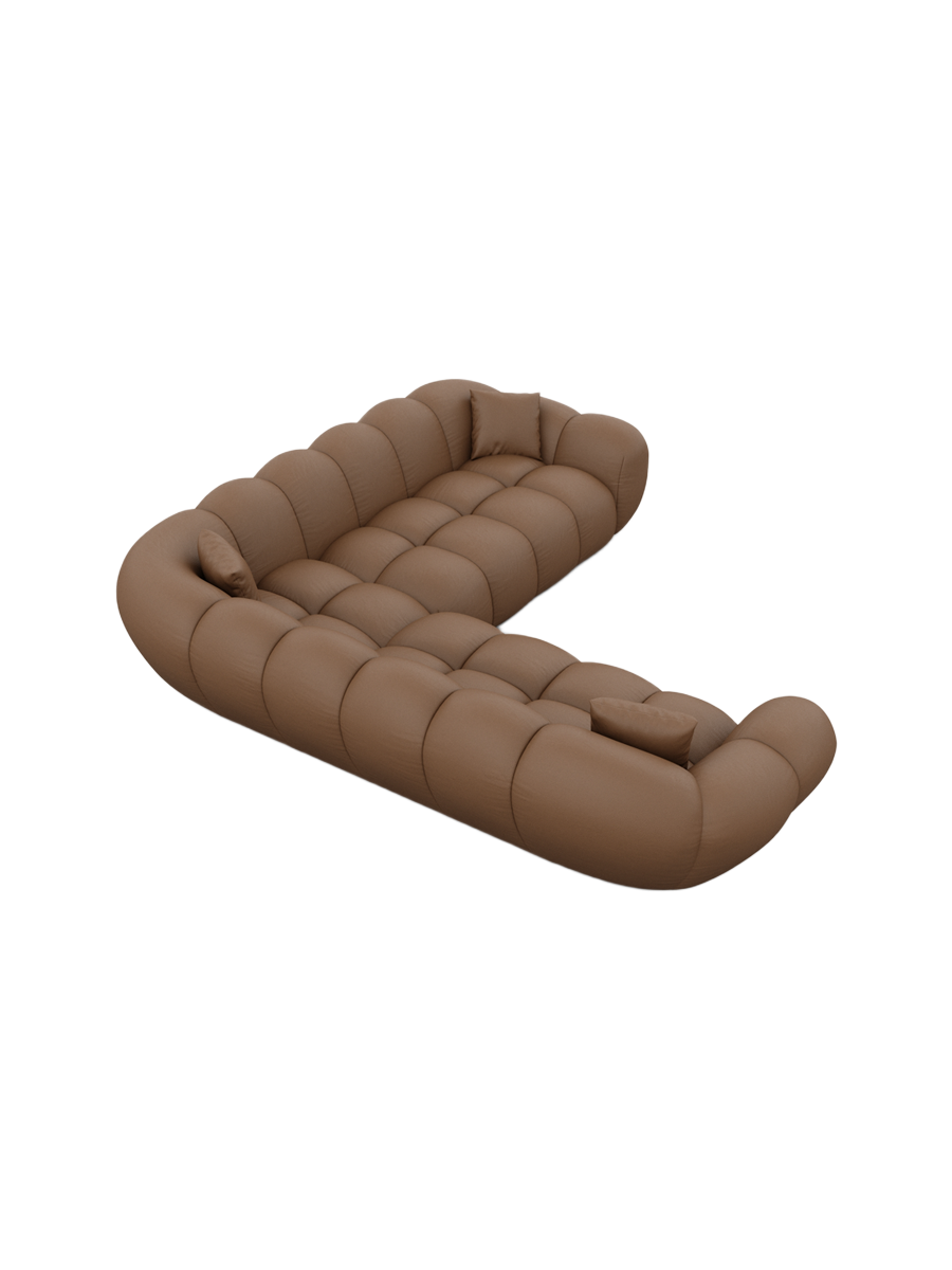 
5-Sitzer Design Echtleder Ecksofa „Levante“ - Echtleder Choco Brown