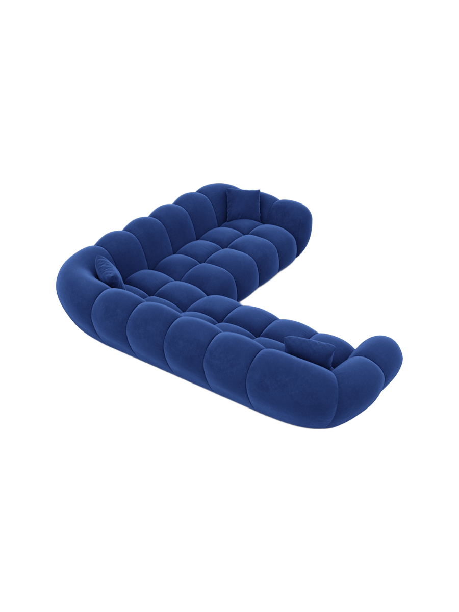 
5-seat designer corner sofa “Levante” with velvet upholstery - Velvet cover Royal Blue
