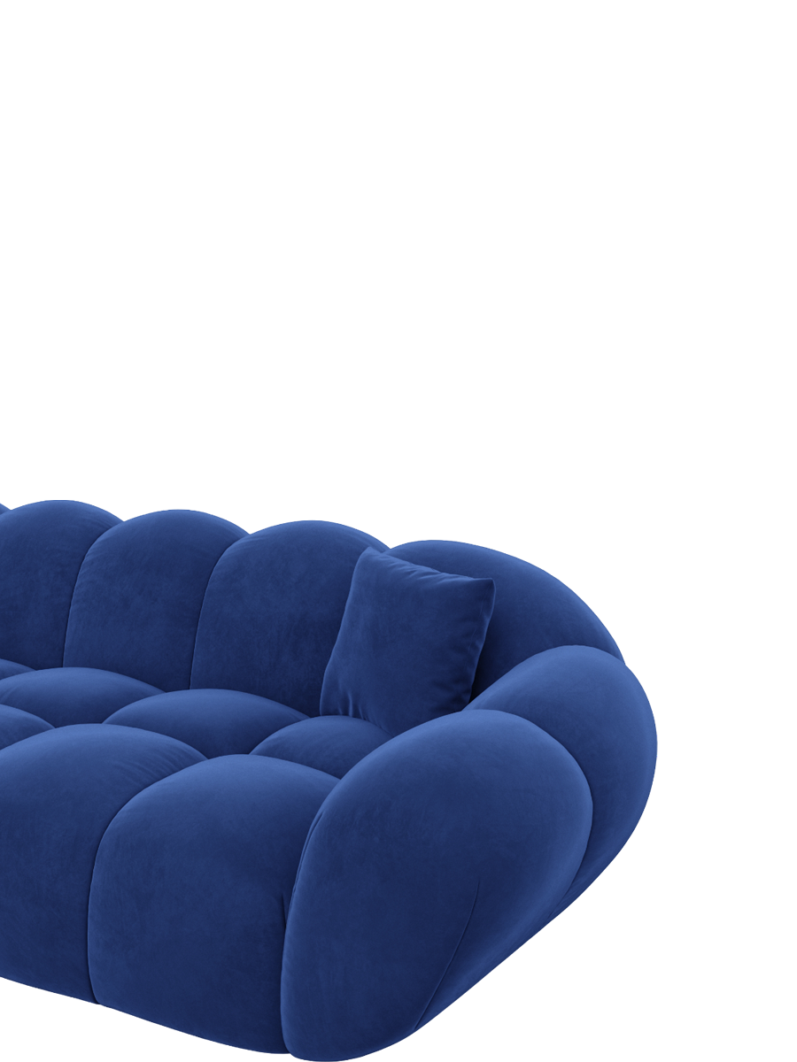 
5-seat designer corner sofa “Levante” with velvet upholstery - Velvet cover Royal Blue