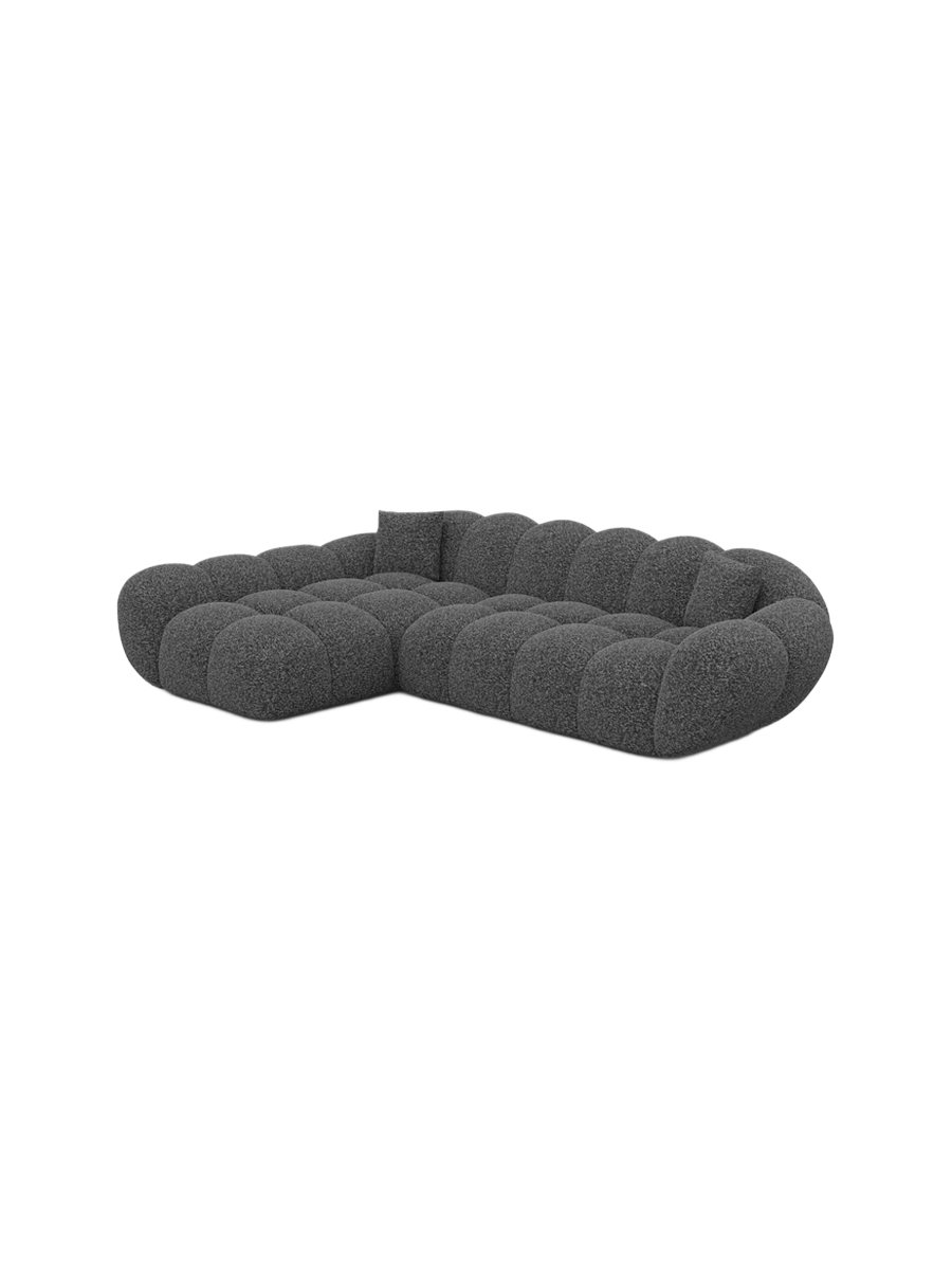 
4-Sitzer Design Ecksofa „Levante“ mit Bouclé-Bezug - Bouclé Graphit / Eckteil links