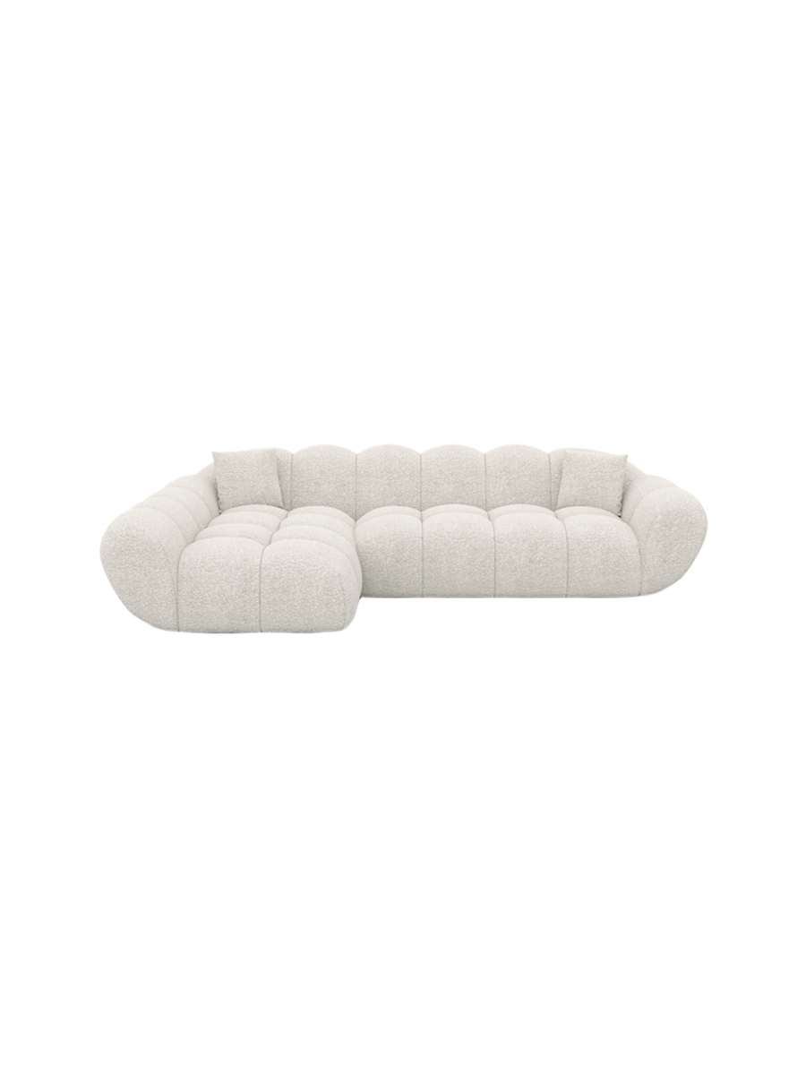 
4-Sitzer Design Ecksofa „Levante“ mit Bouclé-Bezug - Bouclé Graphit / Eckteil links