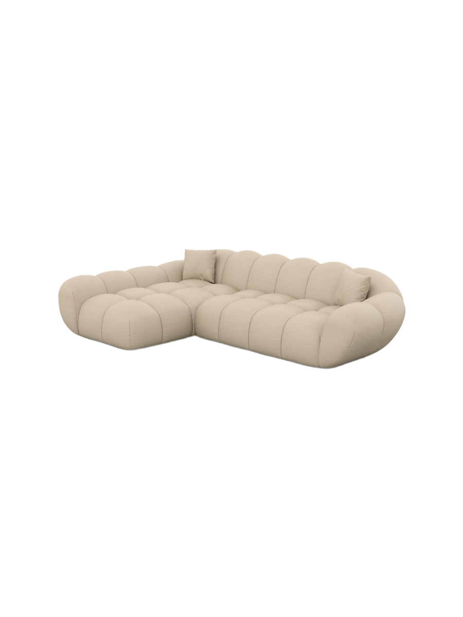 
4-Sitzer Design Echtleder Ecksofa „Levante“ - Echtleder Beige / Eckteil links