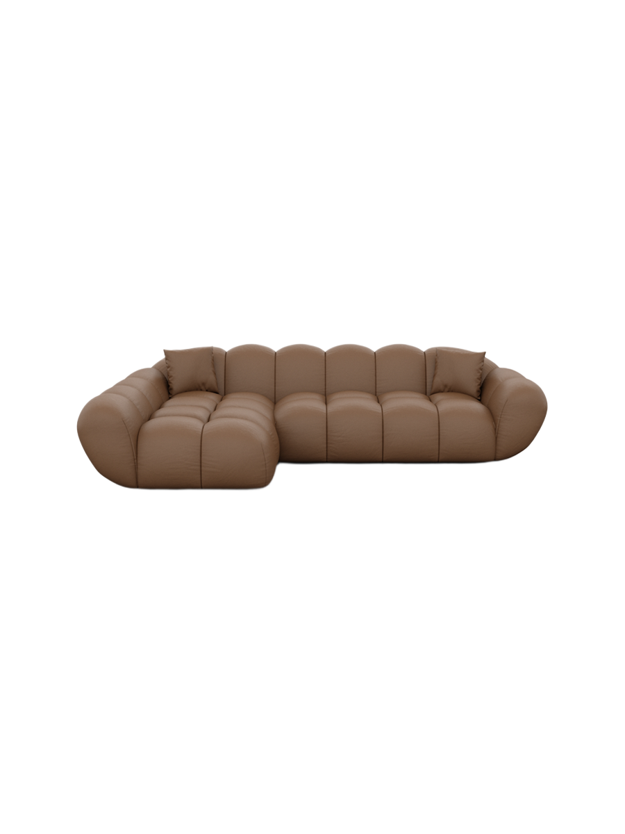 
4-Sitzer Design Echtleder Ecksofa „Levante“ - Echtleder Beige / Eckteil links