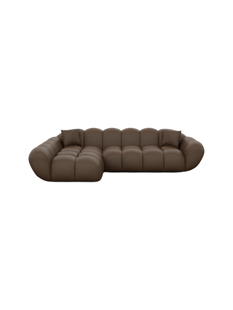 
4-Sitzer Design Echtleder Ecksofa „Levante“ - Echtleder Beige / Eckteil links